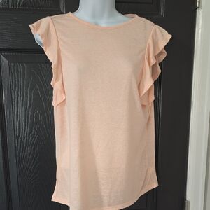 a new day Peach Ruffle Sleeve Tank Top